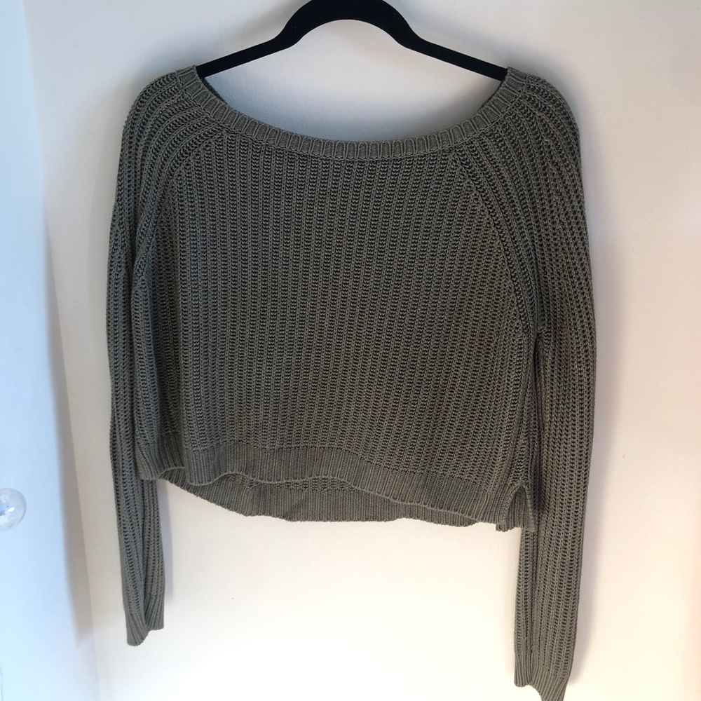 Urban Outfitters Green Knit Cropped Sweater